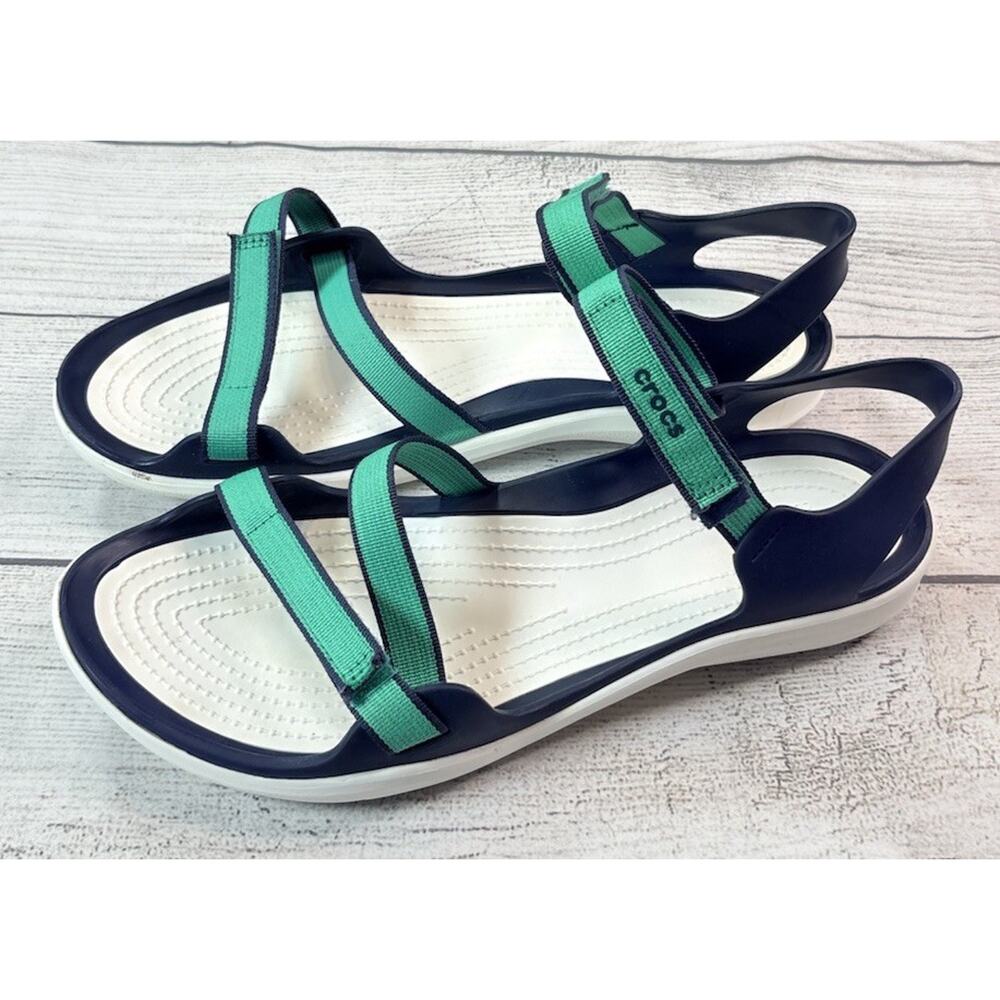 Crocs Women’s Swiftwater Webbing Strappy Sandals Blue/Green Size 11